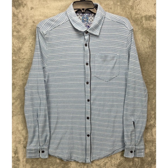 Robert Graham Men's Adler Knit‎ Shirt XL Blue Striped Casual Button Up - Picture 1 of 8
